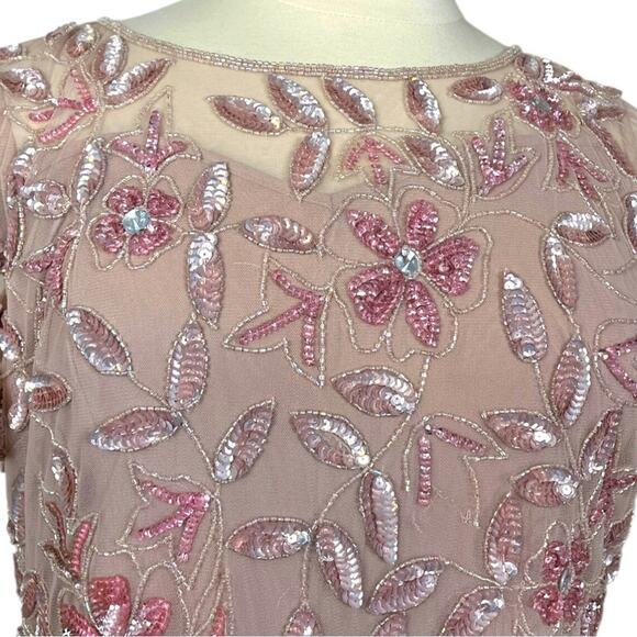 Adrianna Papell New Gown Beaded Sequin Godet Pleats Blush Pink Women’s Size 20 - Picture 9 of 15